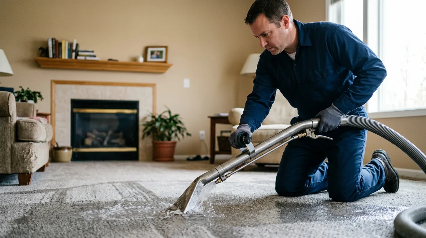 Water damage restoration technician working near Cornwall, CT